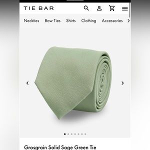 Tie Bar Grosgrain Solid Sage Green Tie